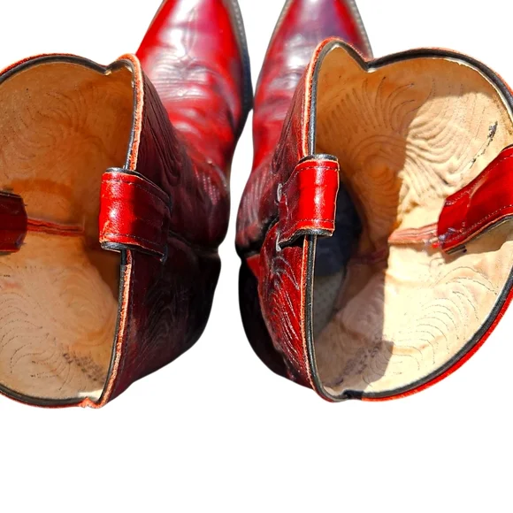 Abilene Brown Leather Western Boots with Decorative Stitching Men 10 - Picture 5 of 9